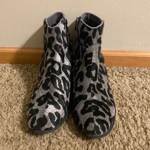 Grey and Black Leopard Print Bootie Size 9